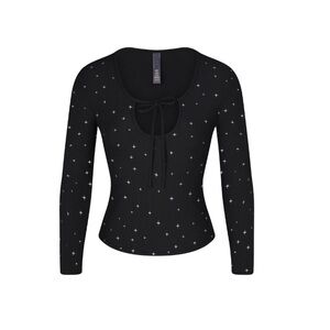 SKIMS Black Onyx Sparkle Long Sleeve Top